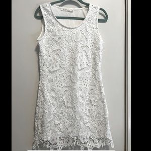 Lace white shift dress size small